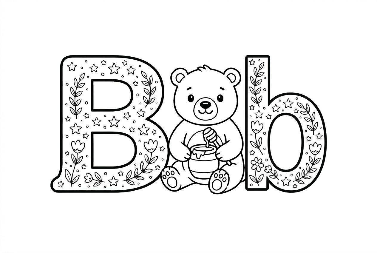 Buchstabe B als kostenloses Ausmalbild für Kinder