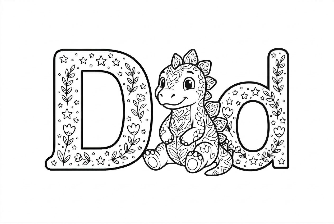 Buchstabe D als kostenloses Ausmalbild für Kinder