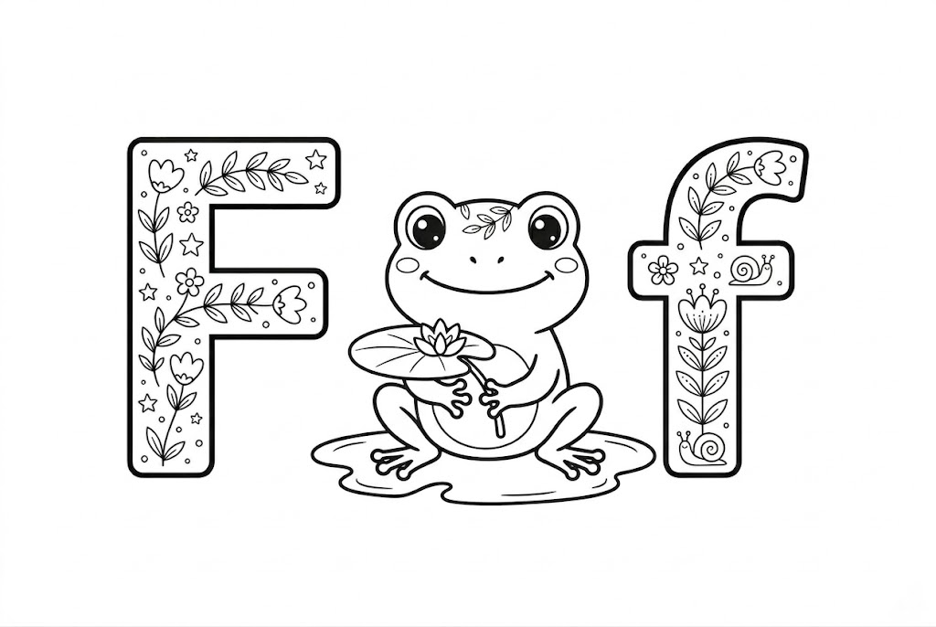 Buchstabe F als kostenloses Ausmalbild für Kinder