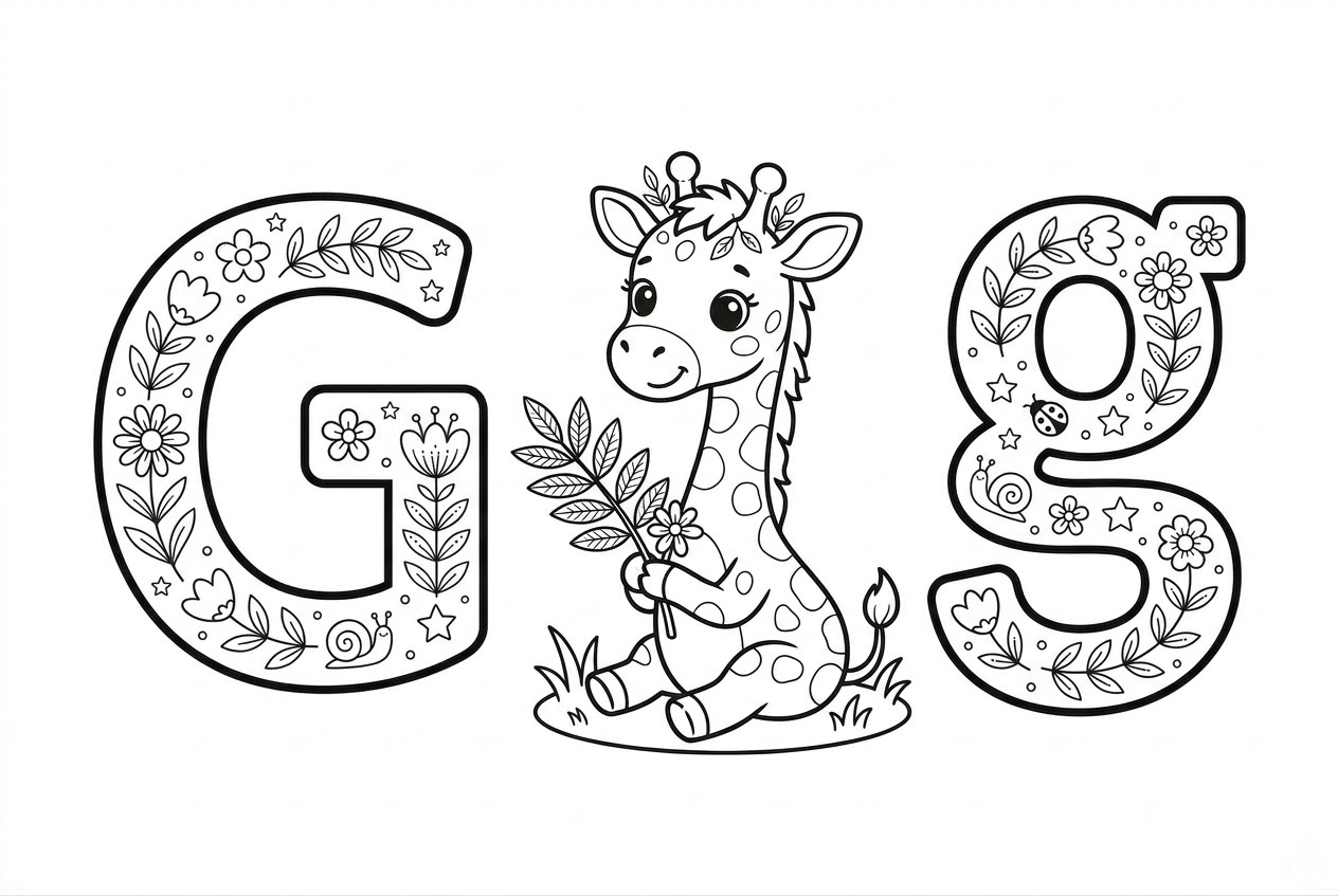 Buchstabe G als kostenloses Ausmalbild für Kinder