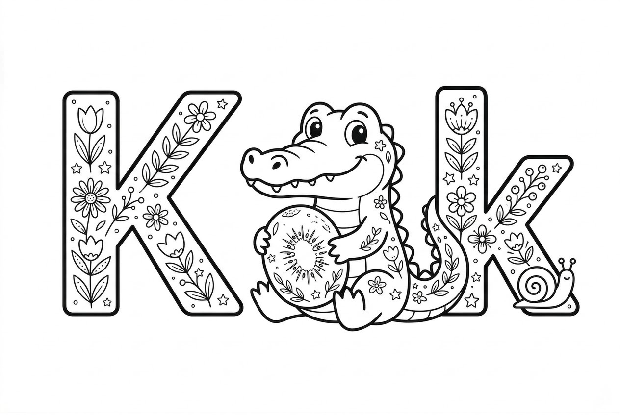 Buchstabe K als kostenloses Ausmalbild für Kinder