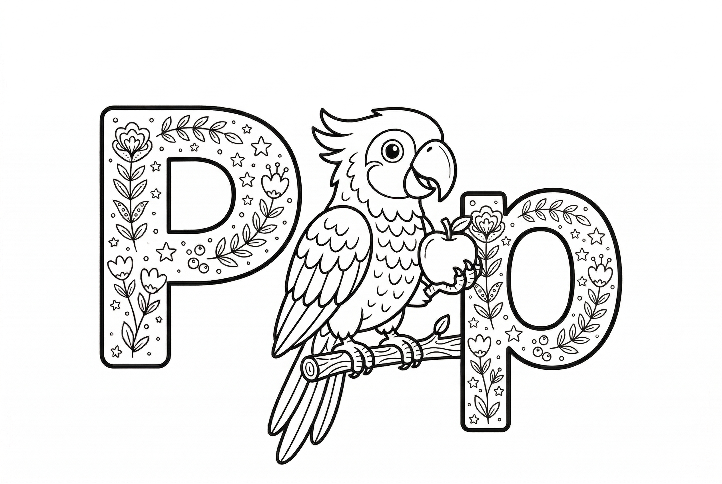 Buchstabe P als kostenloses Ausmalbild für Kinder