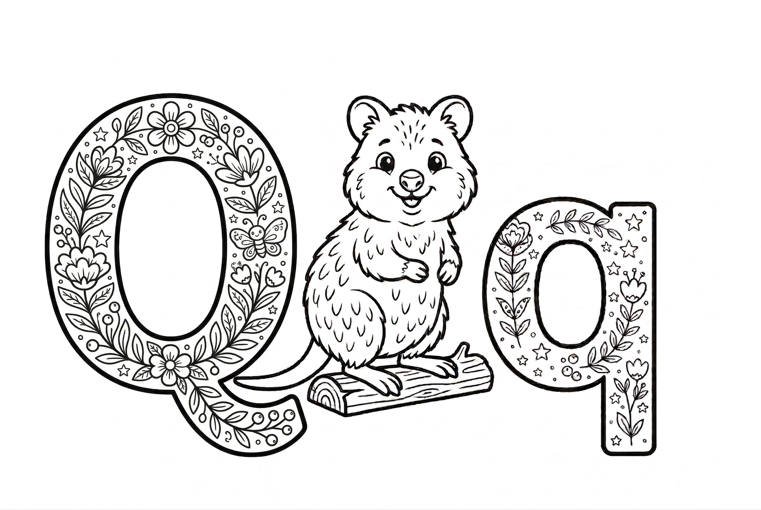 Buchstabe Q als kostenloses Ausmalbild für Kinder