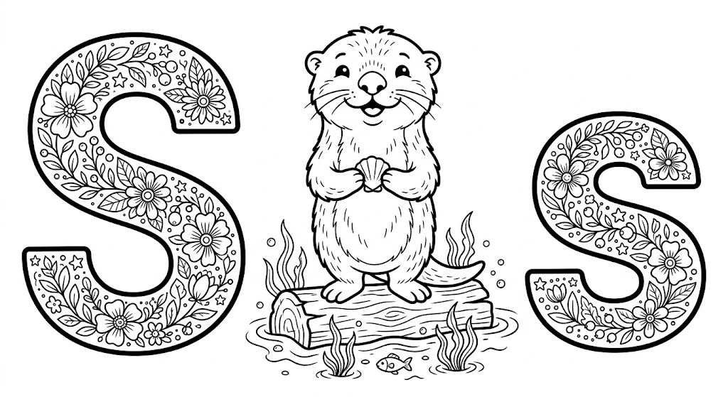 Buchstabe S als kostenloses Ausmalbild für Kinder