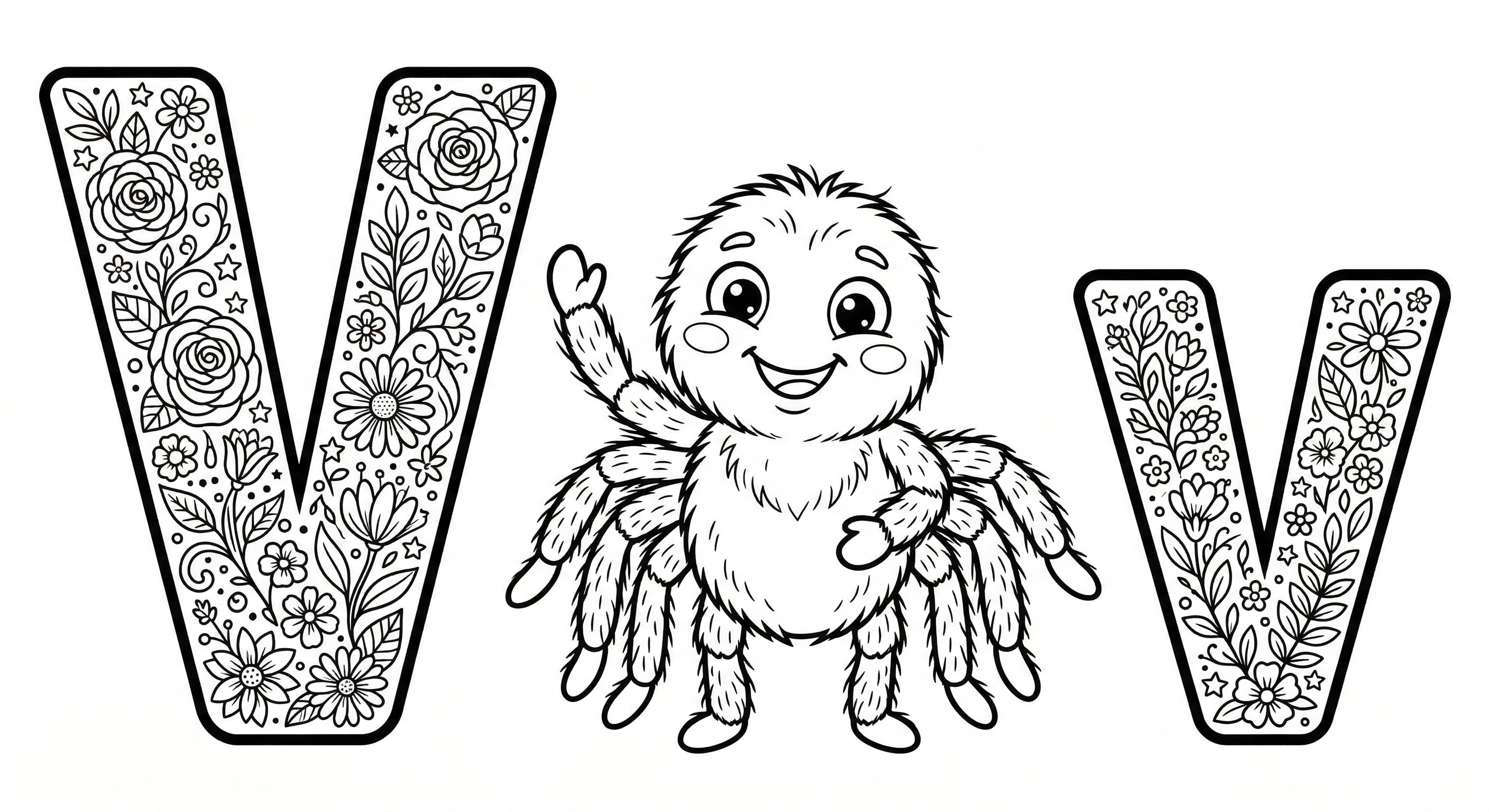 Buchstabe V als kostenloses Ausmalbild für Kinder