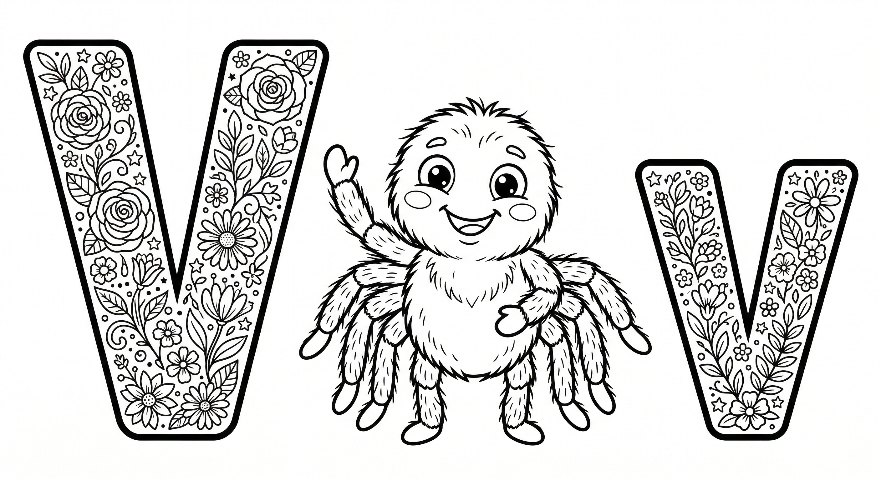 Buchstabe V als kostenloses Ausmalbild für Kinder