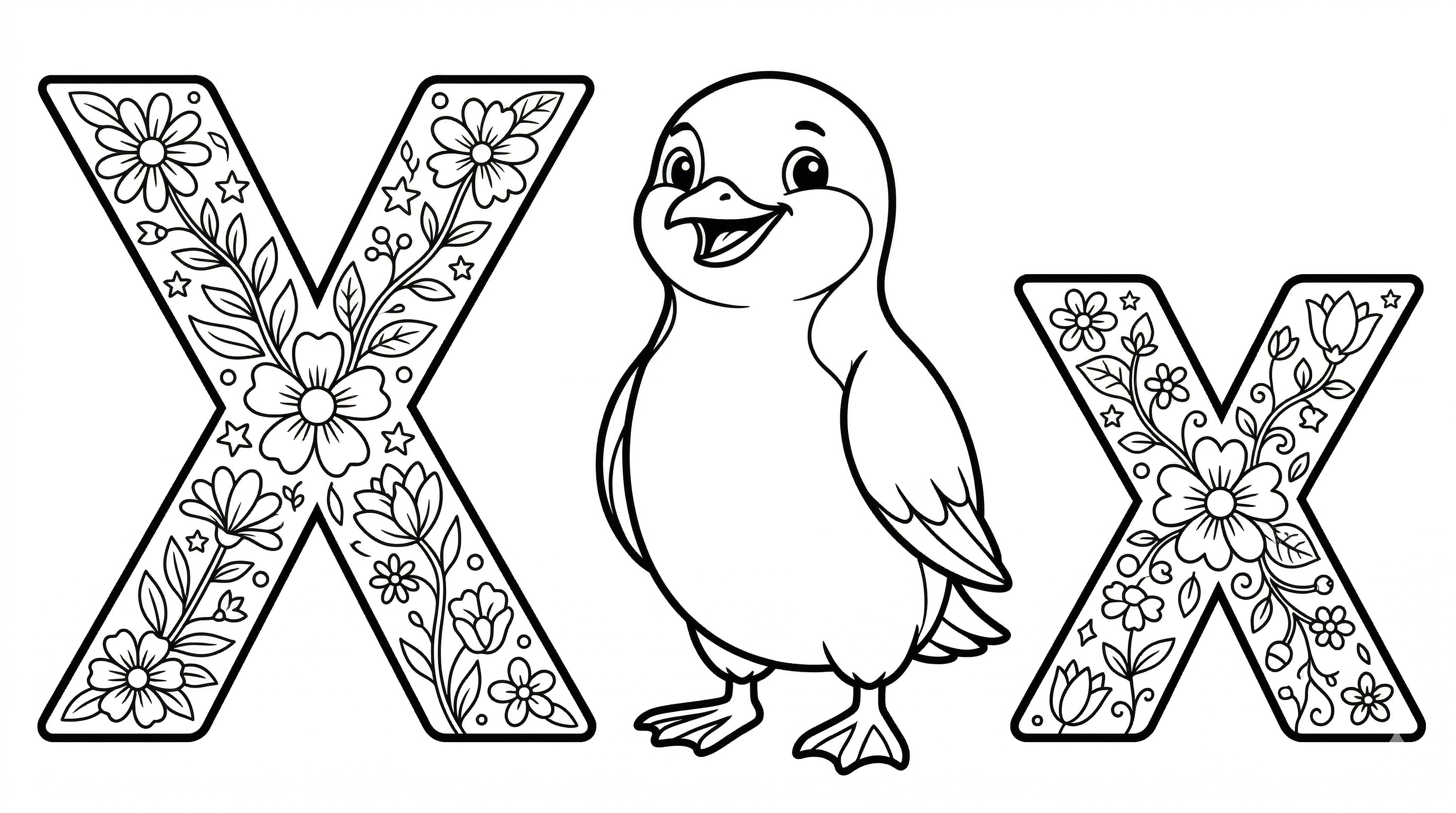 Buchstabe X als kostenloses Ausmalbild für Kinder