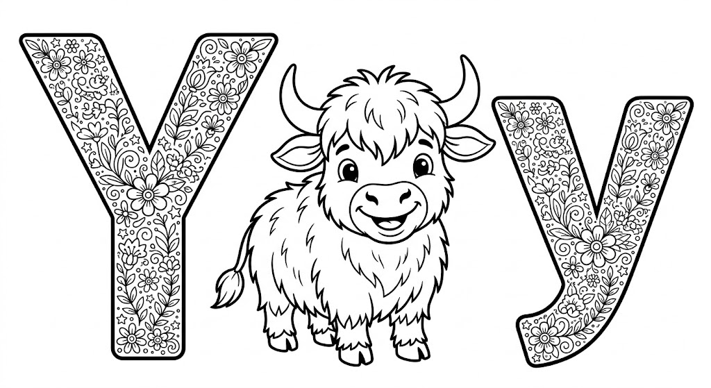 Buchstabe Y als kostenloses Ausmalbild für Kinder