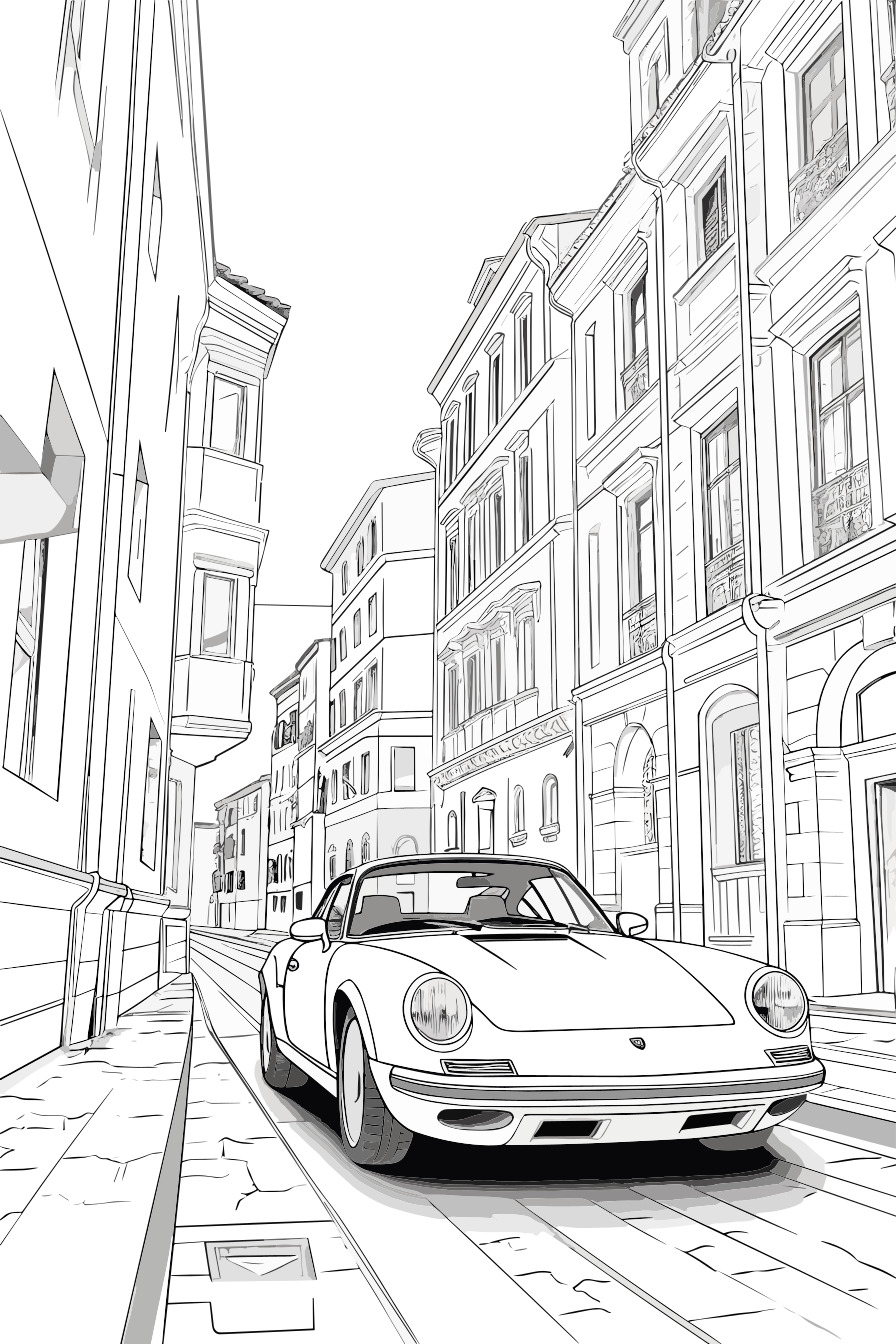 Cabrio als kostenloses Ausmalbild für Kinder