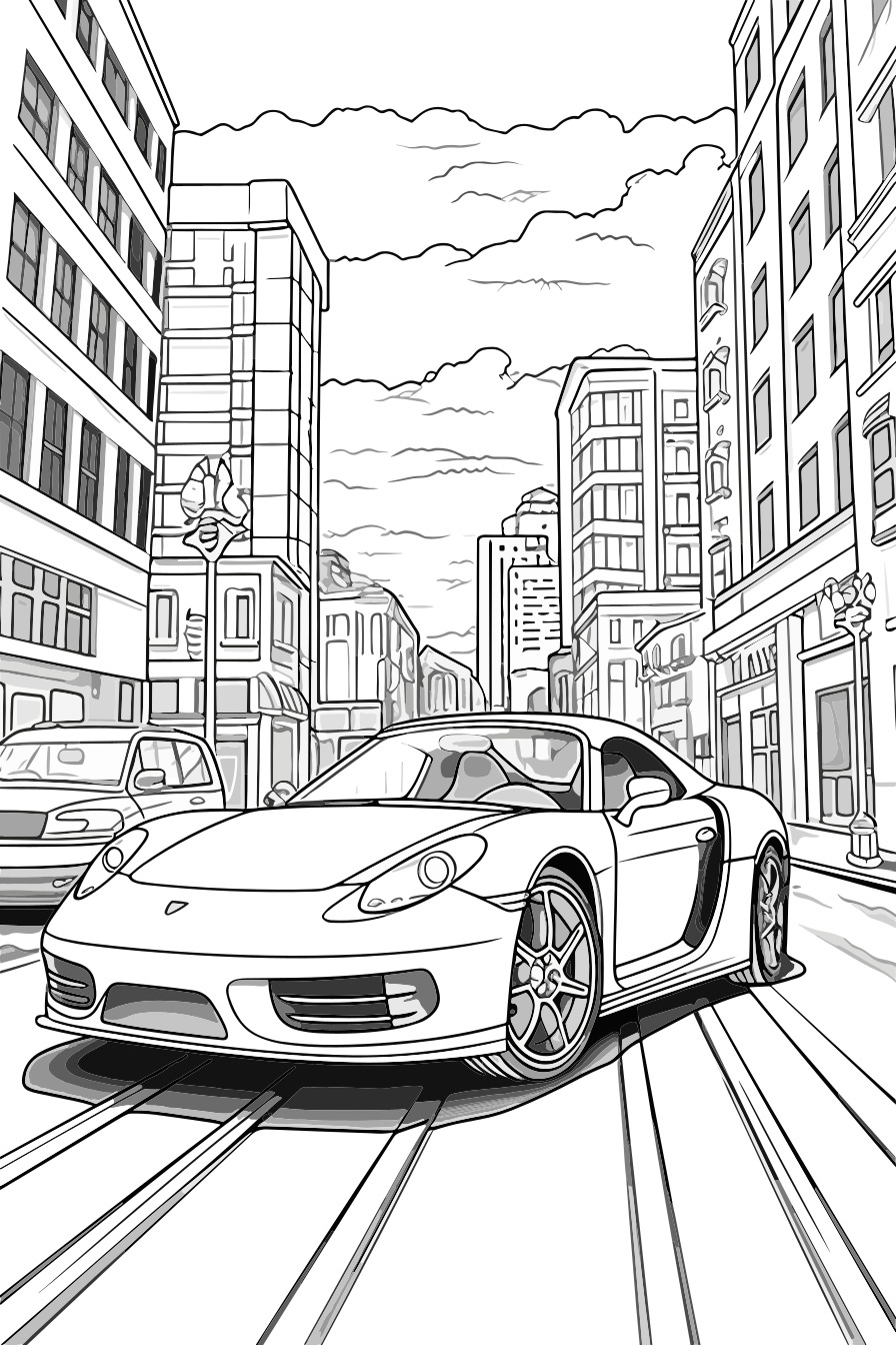 Sportwagen als kostenloses Ausmalbild für Kinder