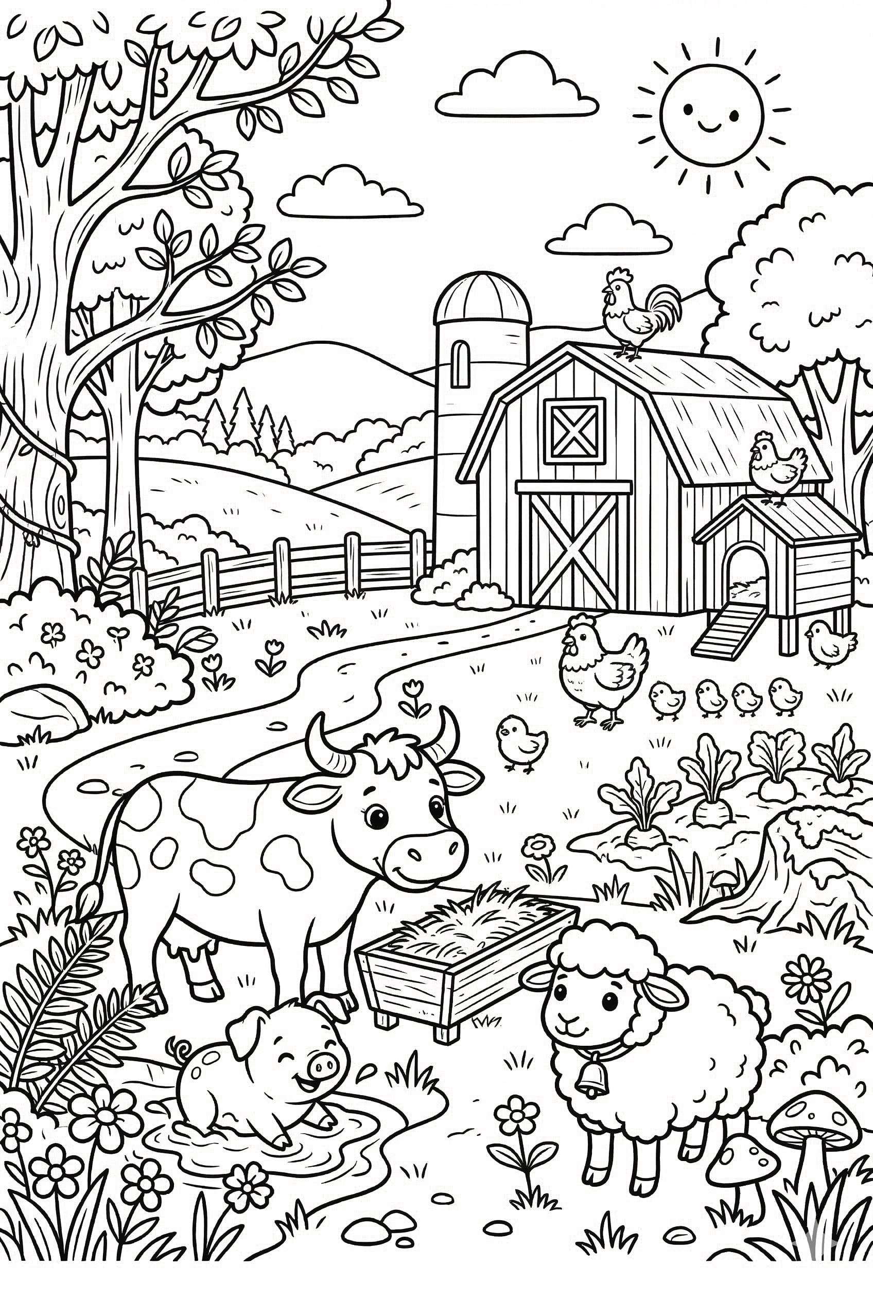 Pig in Straw as a free coloring page for kids