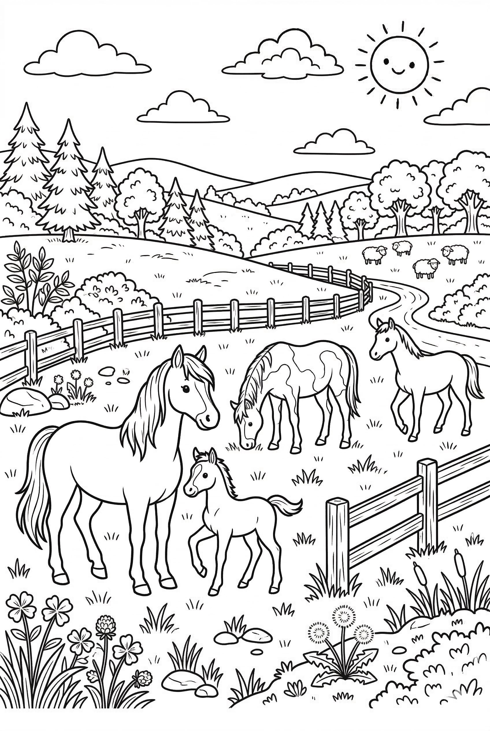 Tractor in Field as a free coloring page for kids