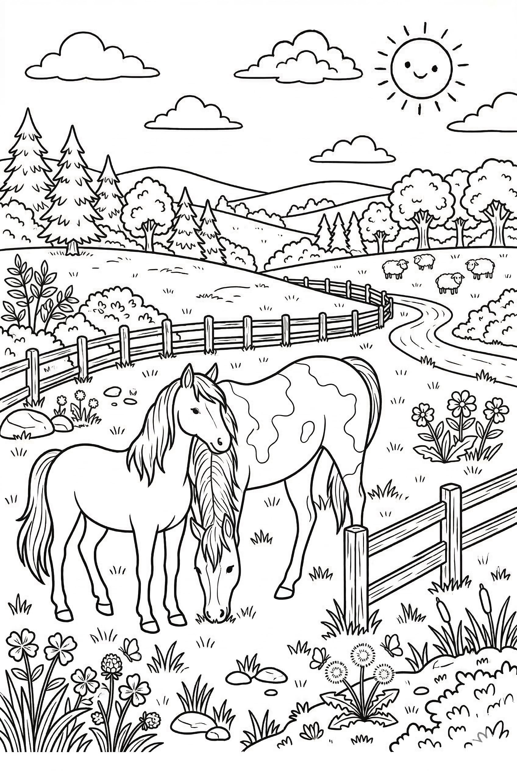 Sheep in Meadow as a free coloring page for kids