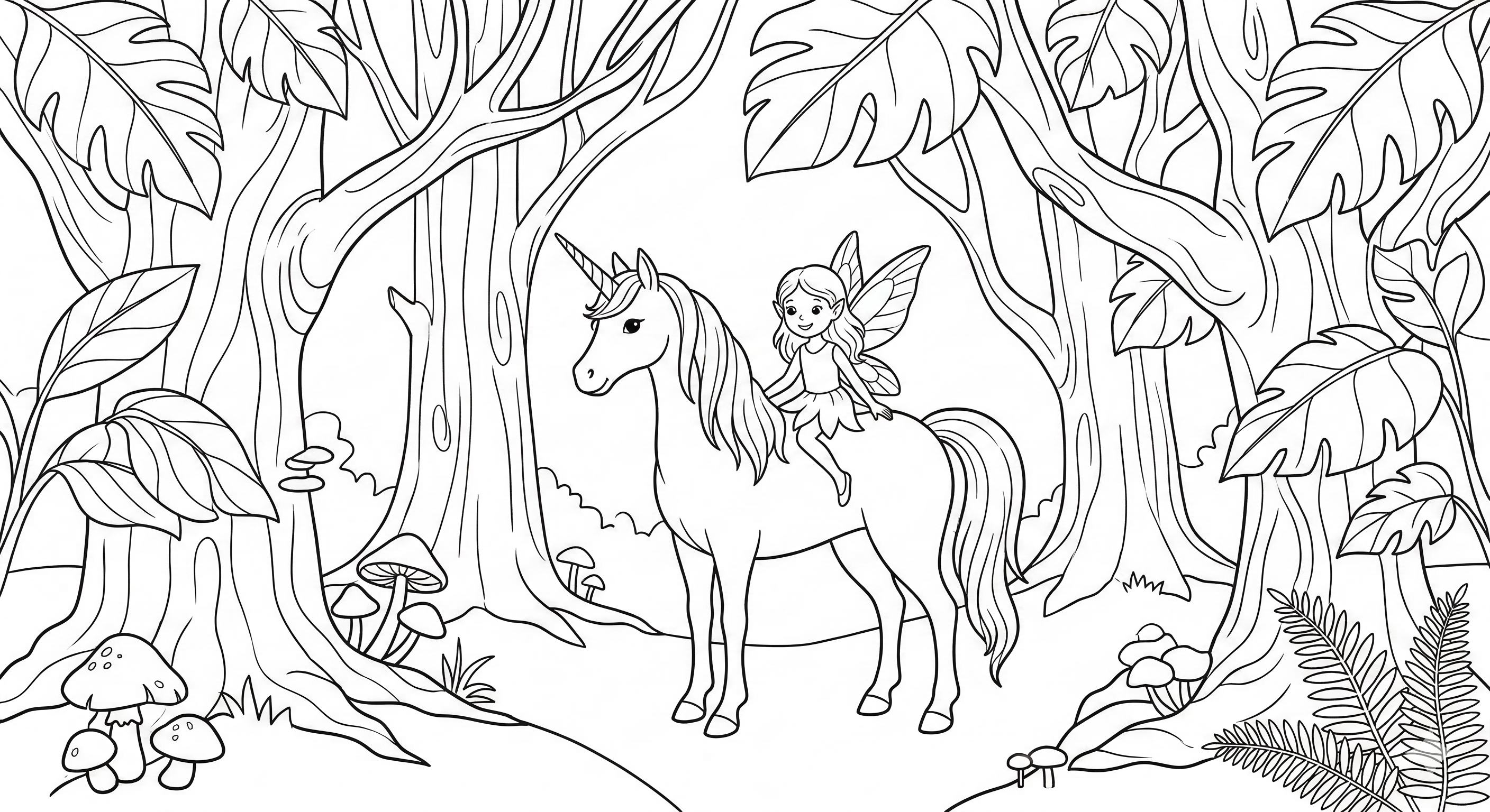 Einhorn mit Wolken als kostenloses Ausmalbild für Kinder