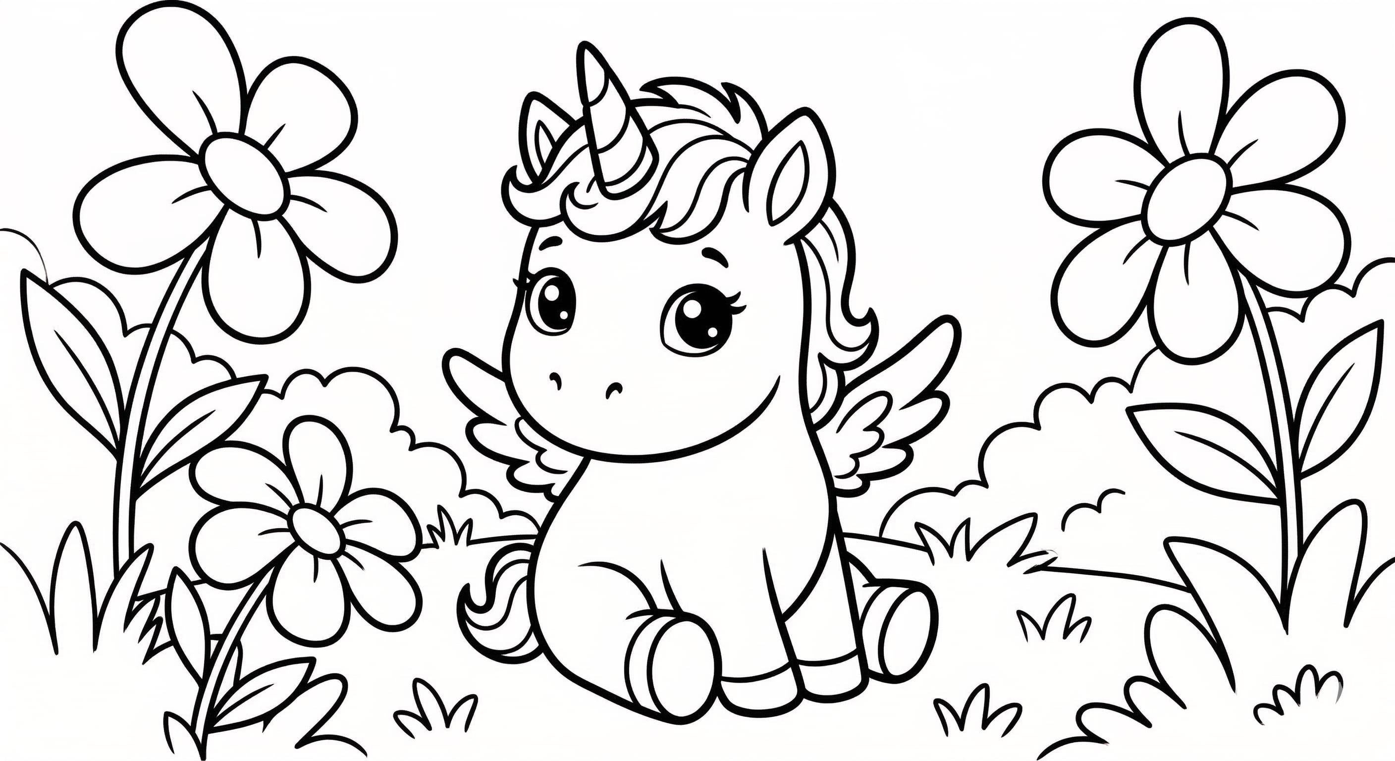 Einhorn mit Herz als kostenloses Ausmalbild für Kinder