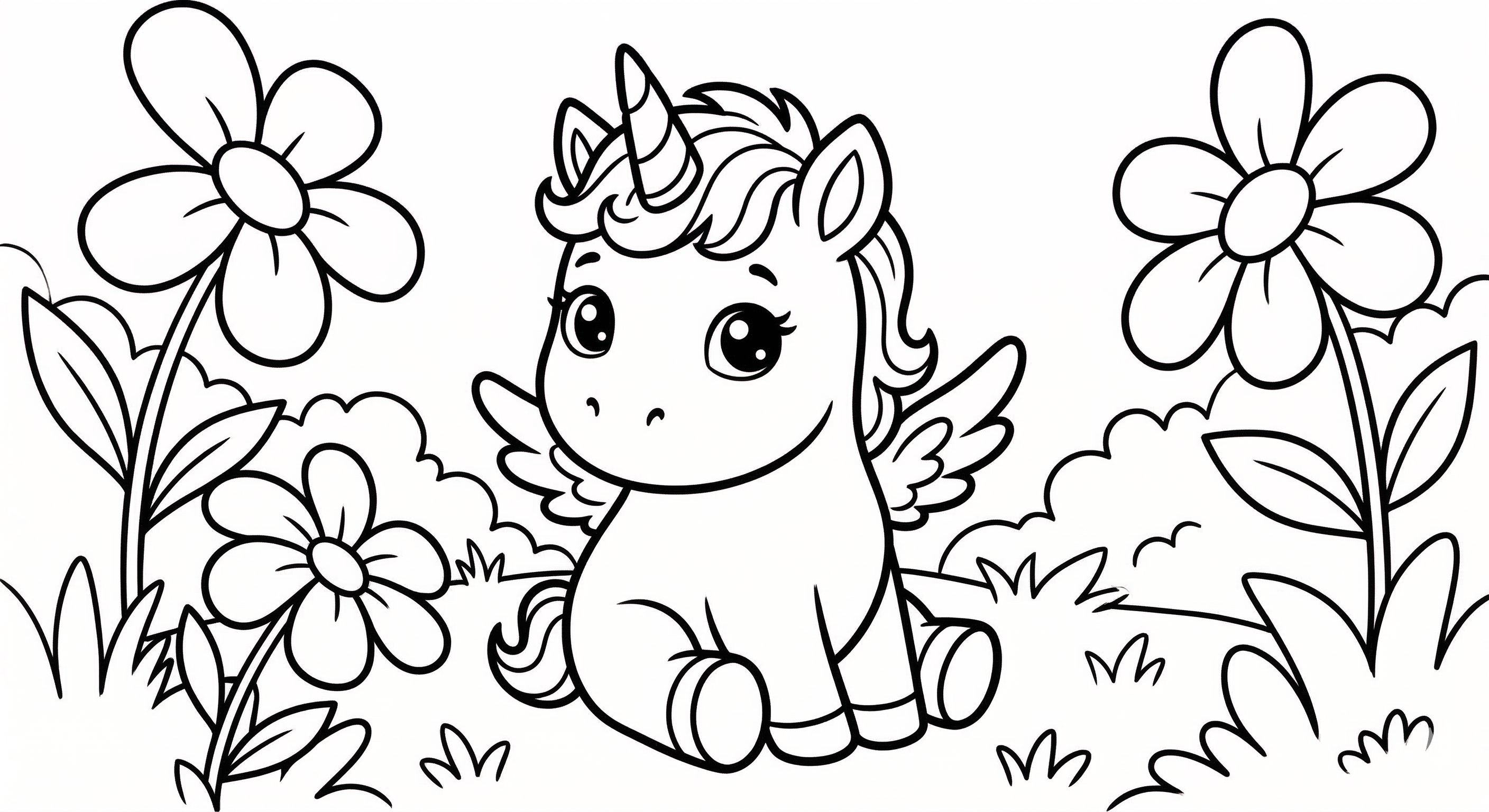 Einhorn mit Herz als kostenloses Ausmalbild für Kinder