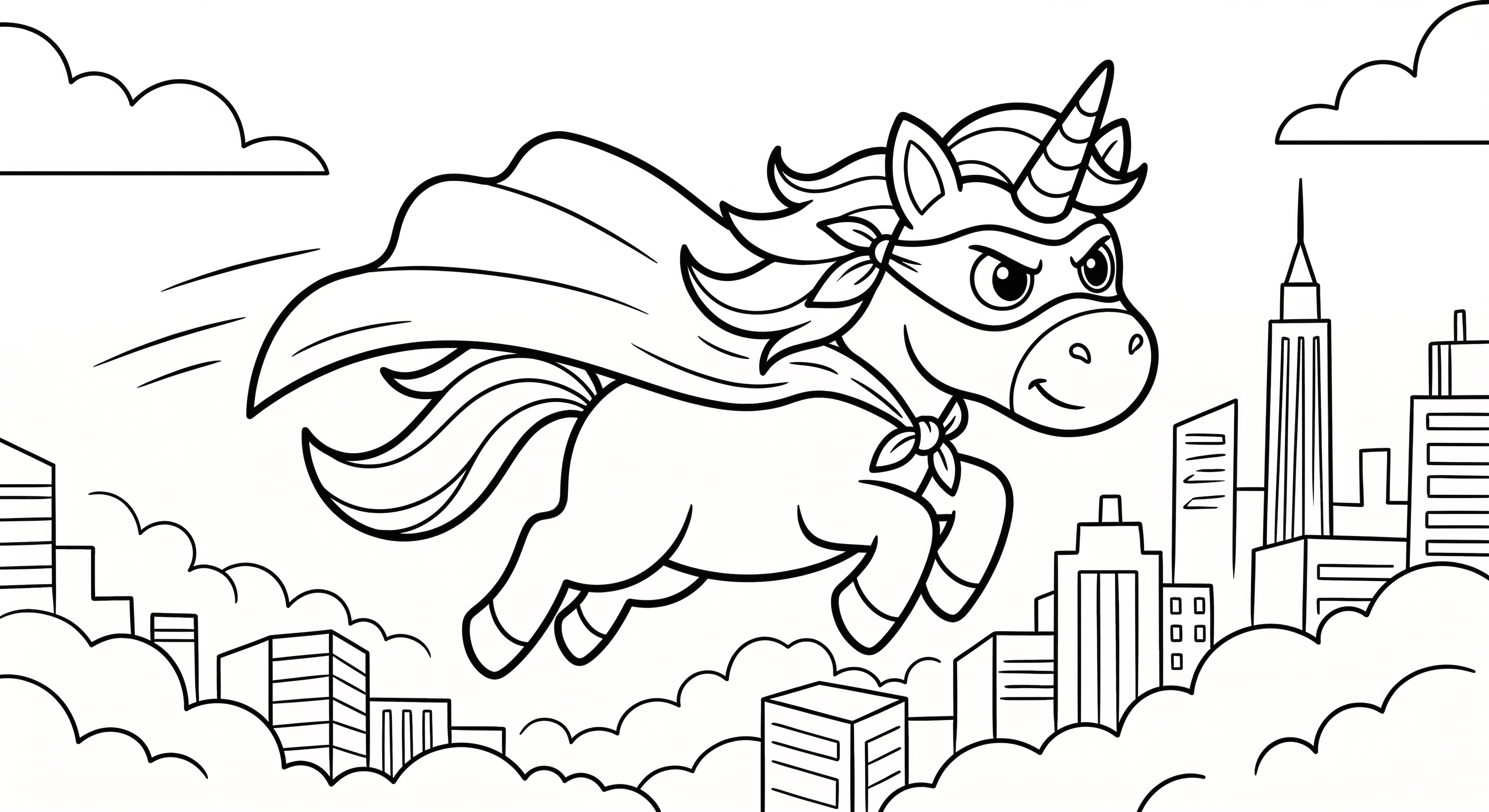 Traum Einhorn als kostenloses Ausmalbild für Kinder