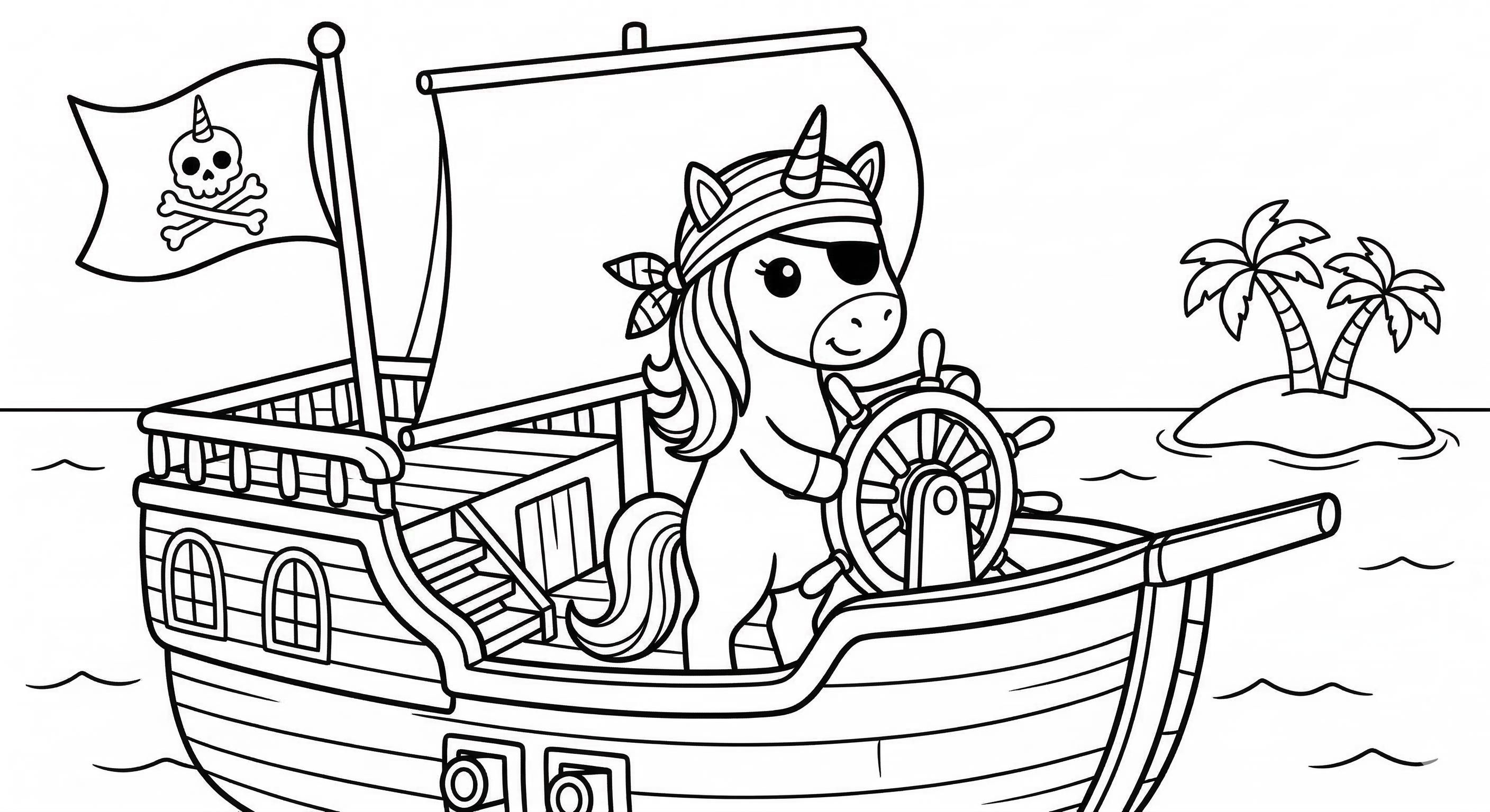 Einhorn und Wolken als kostenloses Ausmalbild für Kinder