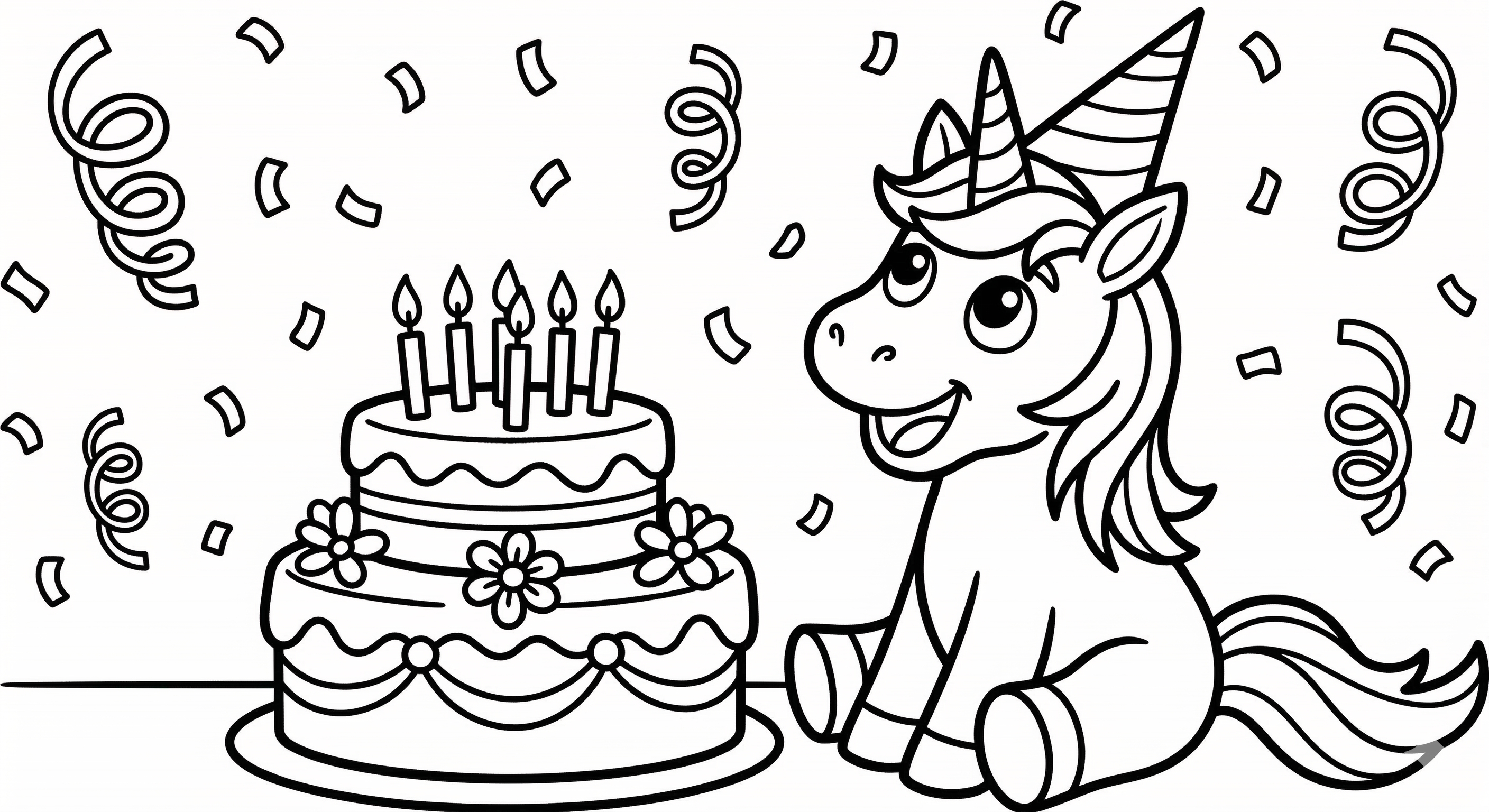 Einhorn mit Sternenschweif als kostenloses Ausmalbild für Kinder