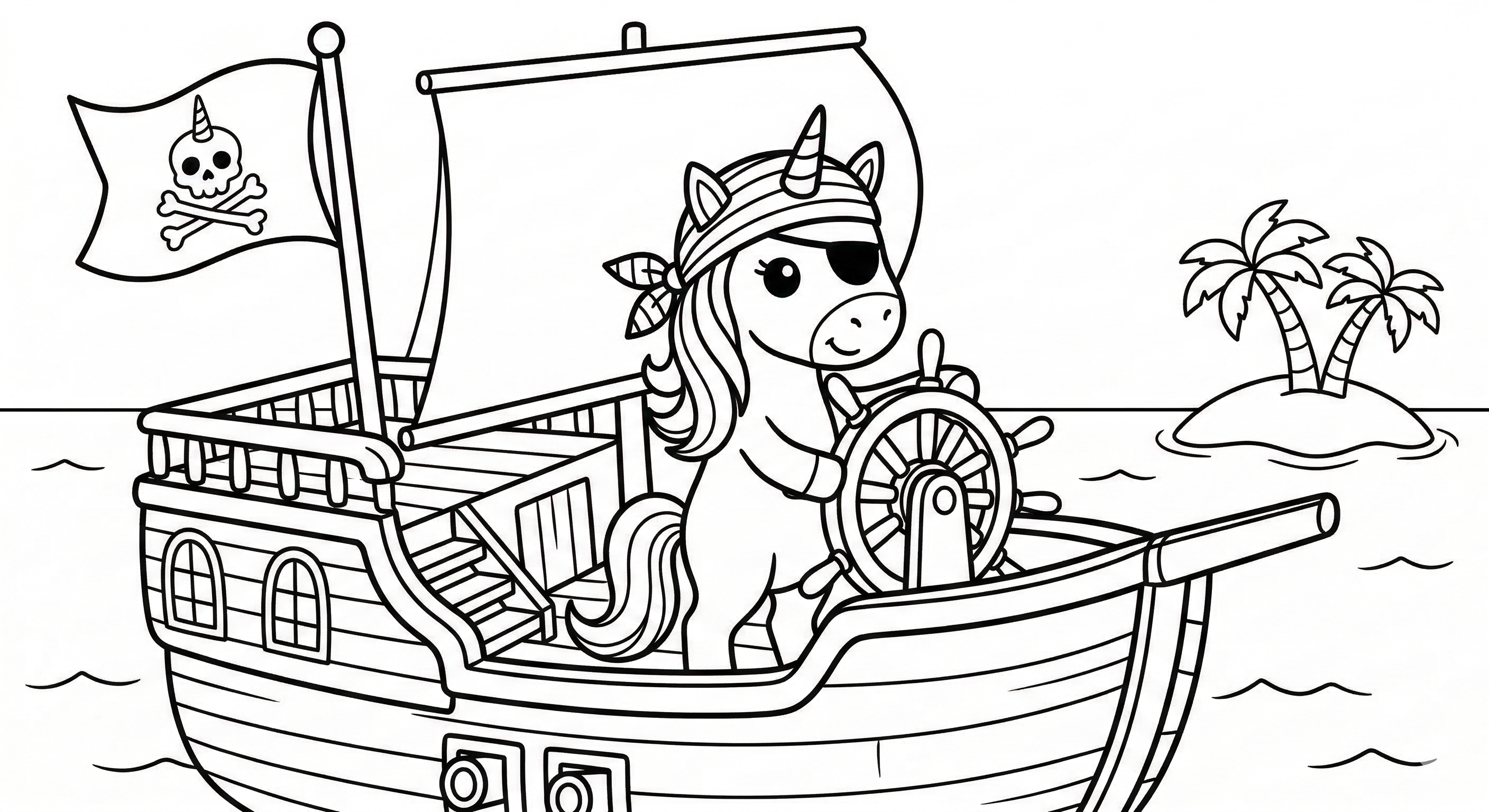 Einhorn im Zauberwald als kostenloses Ausmalbild für Kinder