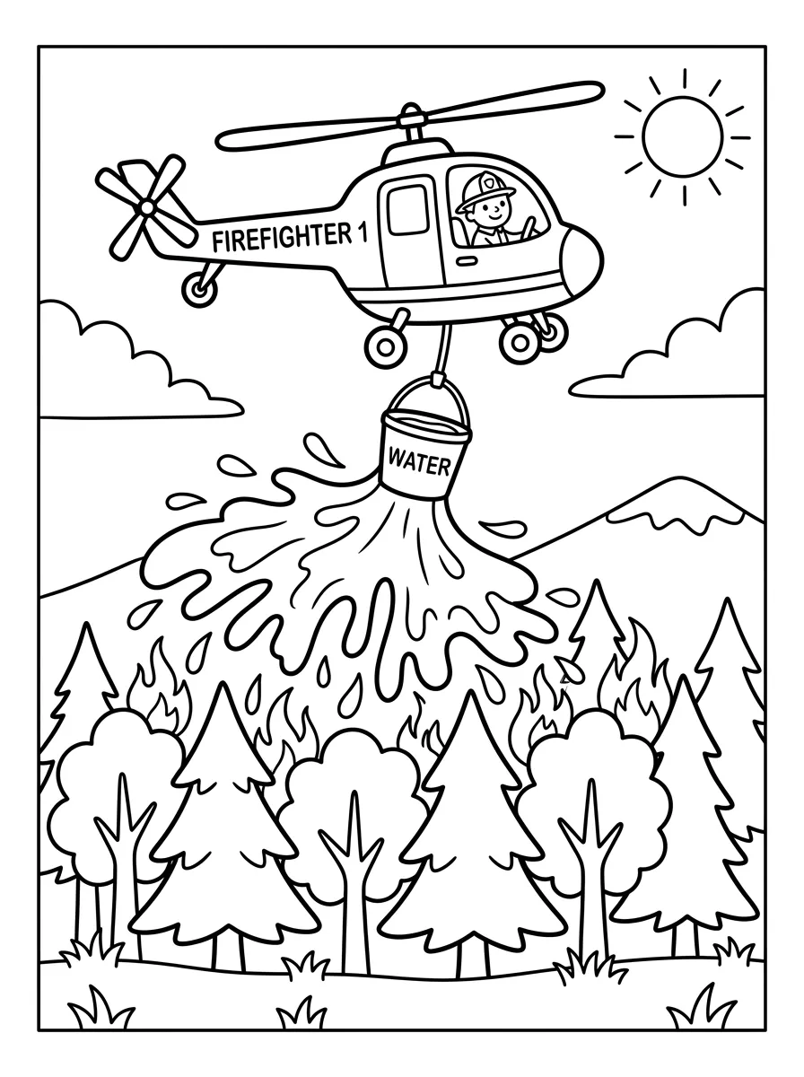Loeschhubschrauber als kostenloses Ausmalbild für Kinder