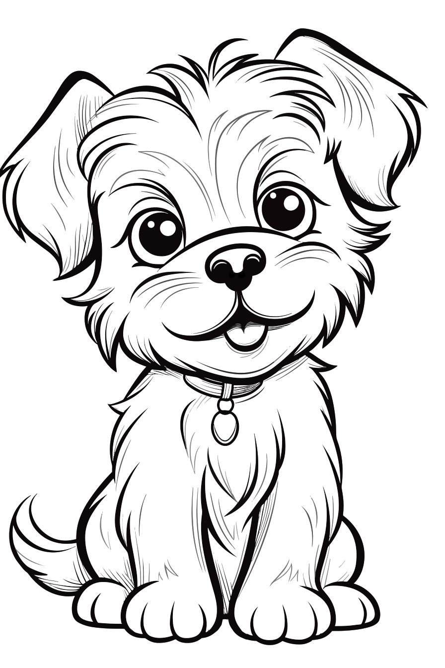 Hund im Park als kostenloses Ausmalbild für Kinder