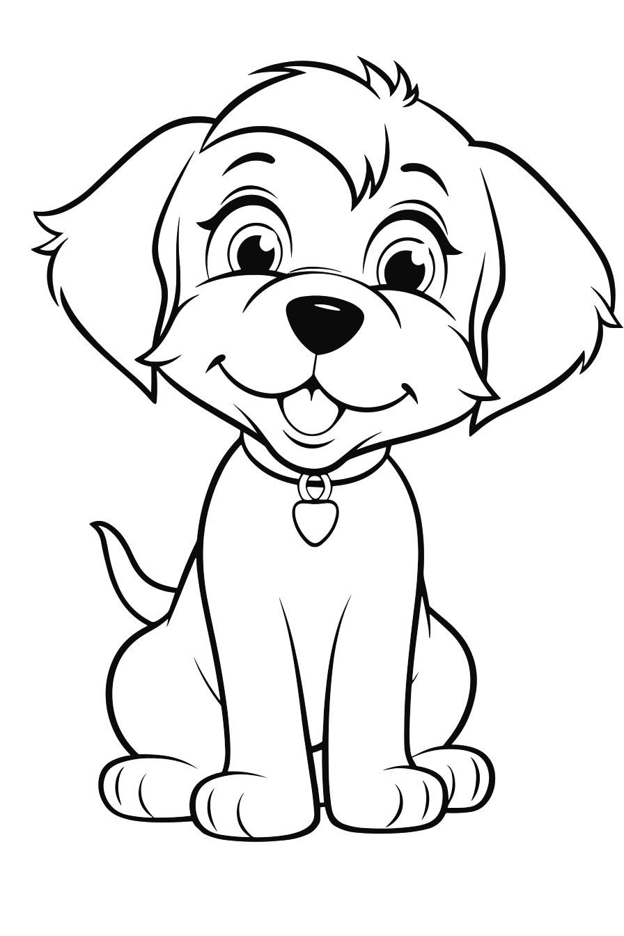 Sitzender Hund als kostenloses Ausmalbild für Kinder