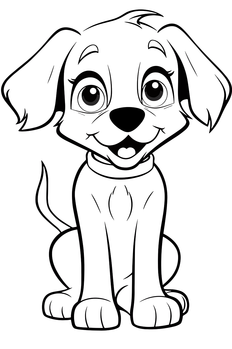 Hund mit Knochen als kostenloses Ausmalbild für Kinder