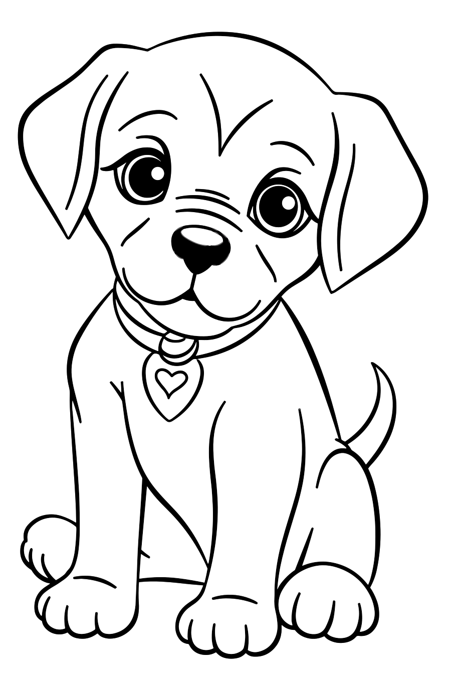 Hund und Herz als kostenloses Ausmalbild für Kinder