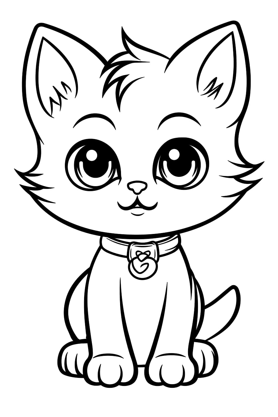 Kaetzchen mit Wollknäuel als kostenloses Ausmalbild für Kinder