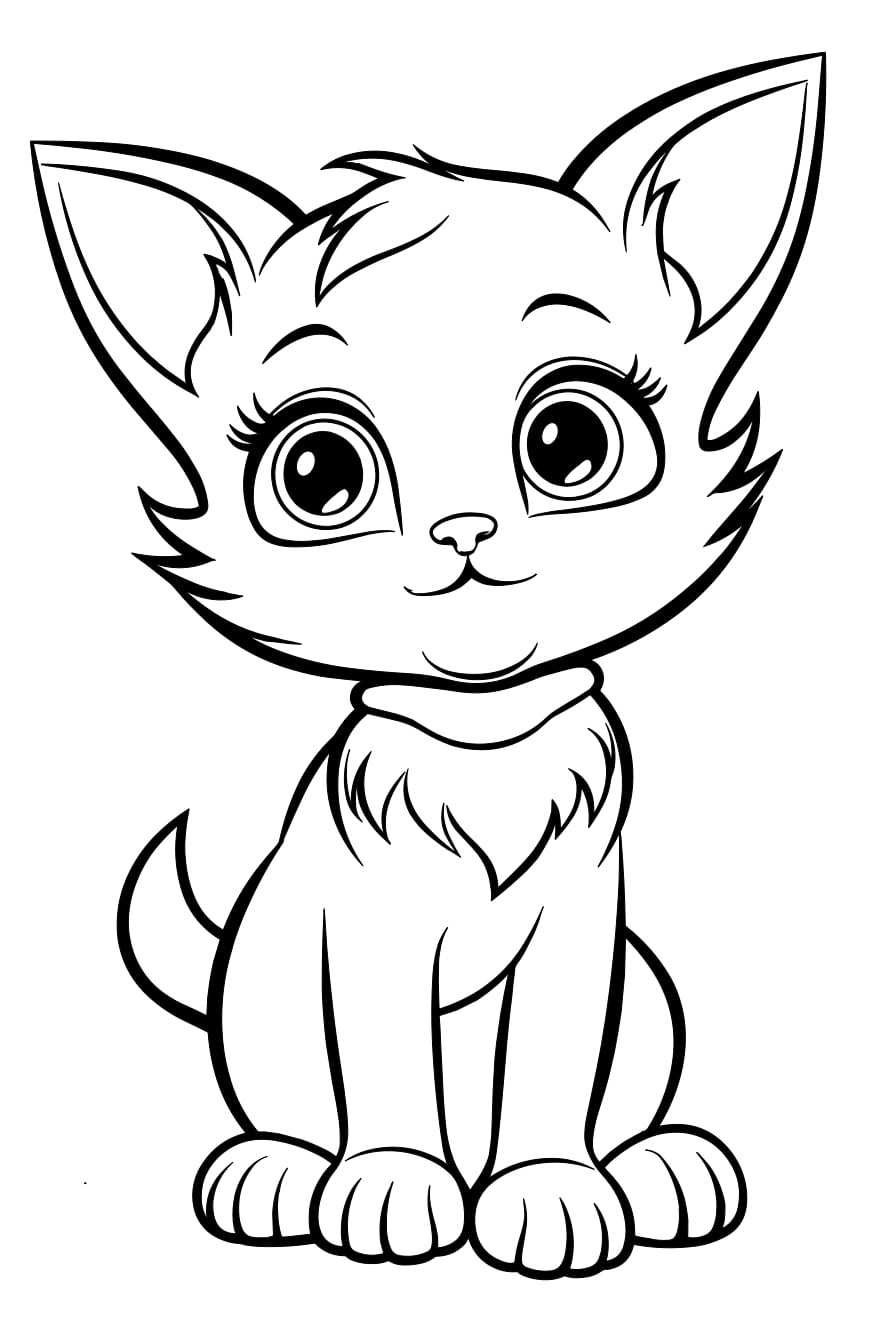 Katzen Gesicht als kostenloses Ausmalbild für Kinder