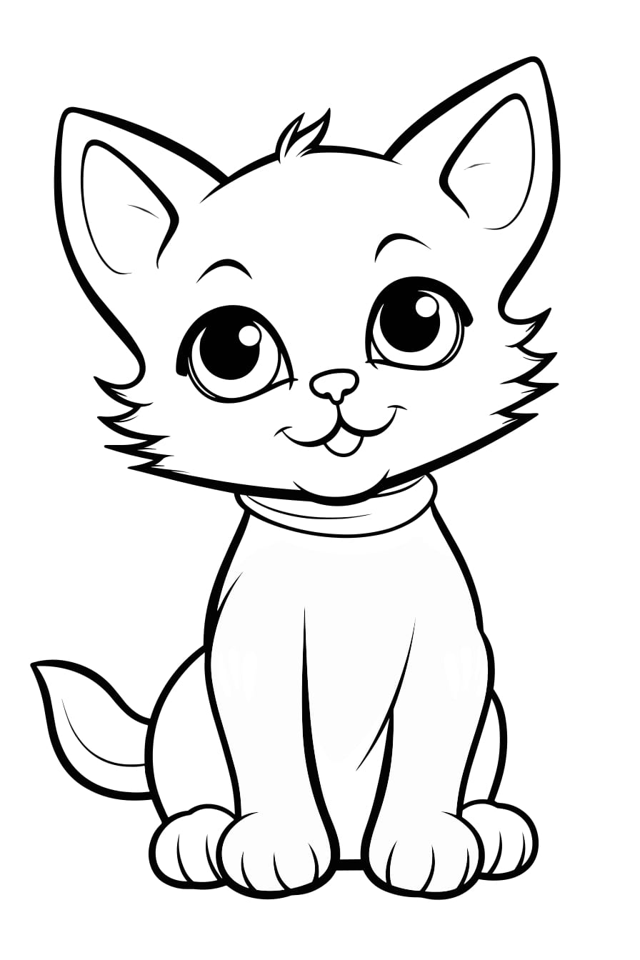 Neugierige Katze als kostenloses Ausmalbild für Kinder