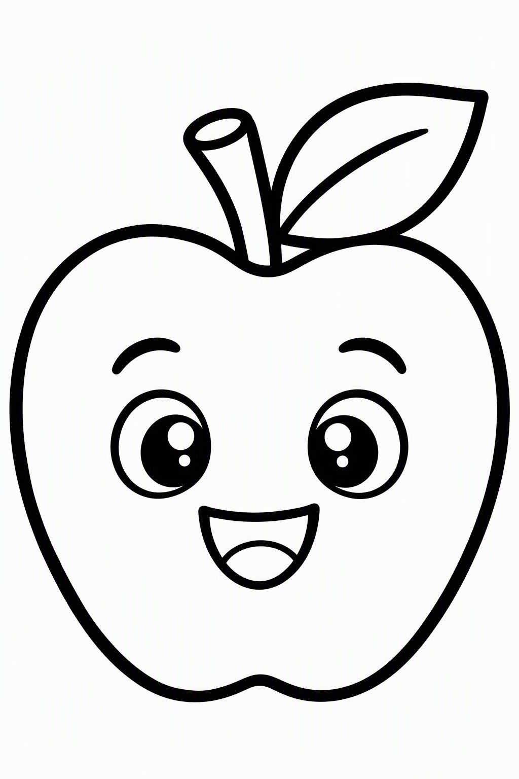 Einfacher Apfel als kostenloses Ausmalbild für Kinder
