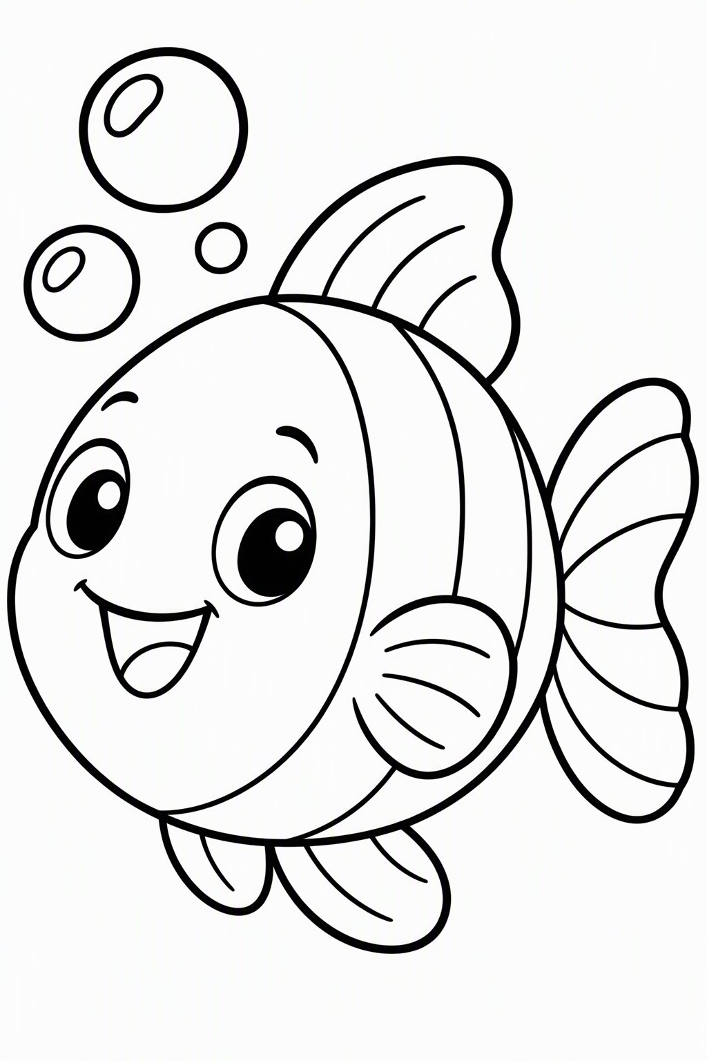 Einfacher Fisch als kostenloses Ausmalbild für Kinder