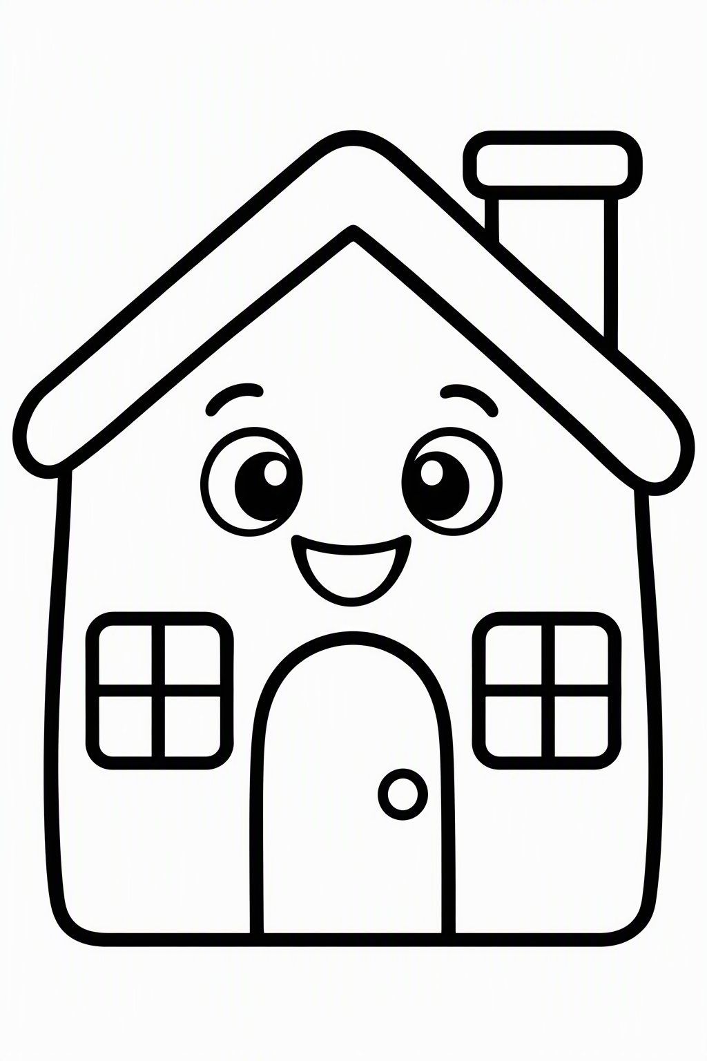 Einfaches Haus als kostenloses Ausmalbild für Kinder