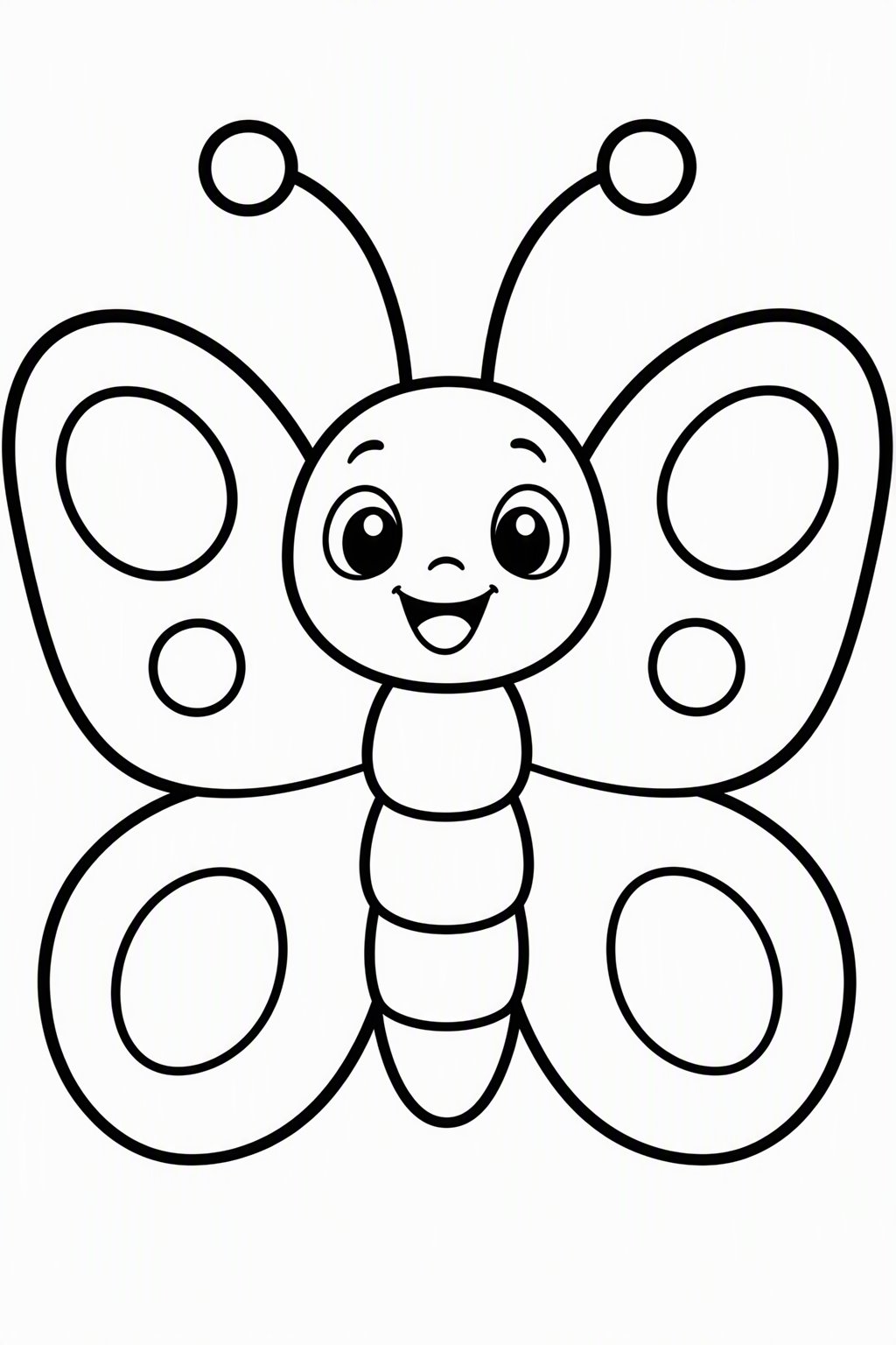 Einfacher Schmetterling als kostenloses Ausmalbild für Kinder