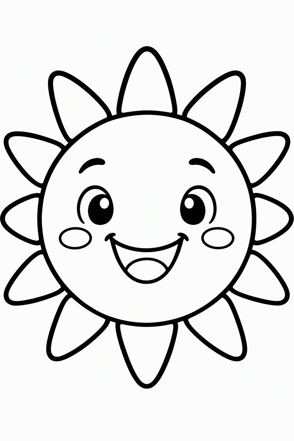 Einfache Sonne als kostenloses Ausmalbild für Kinder