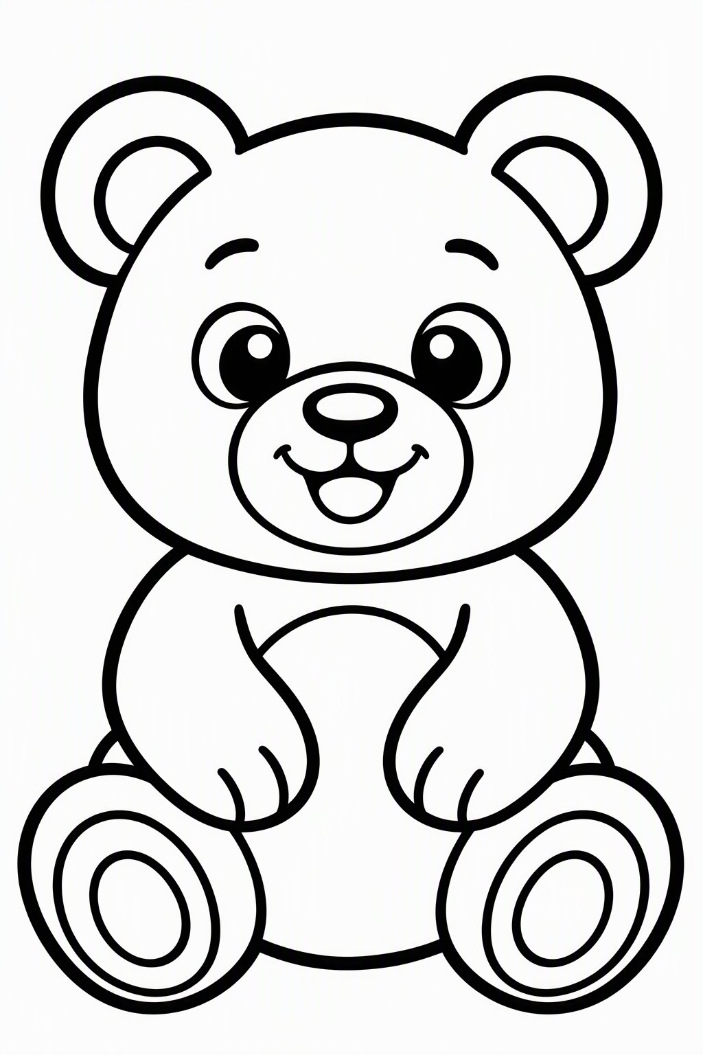 Einfacher Teddybär als kostenloses Ausmalbild für Kinder