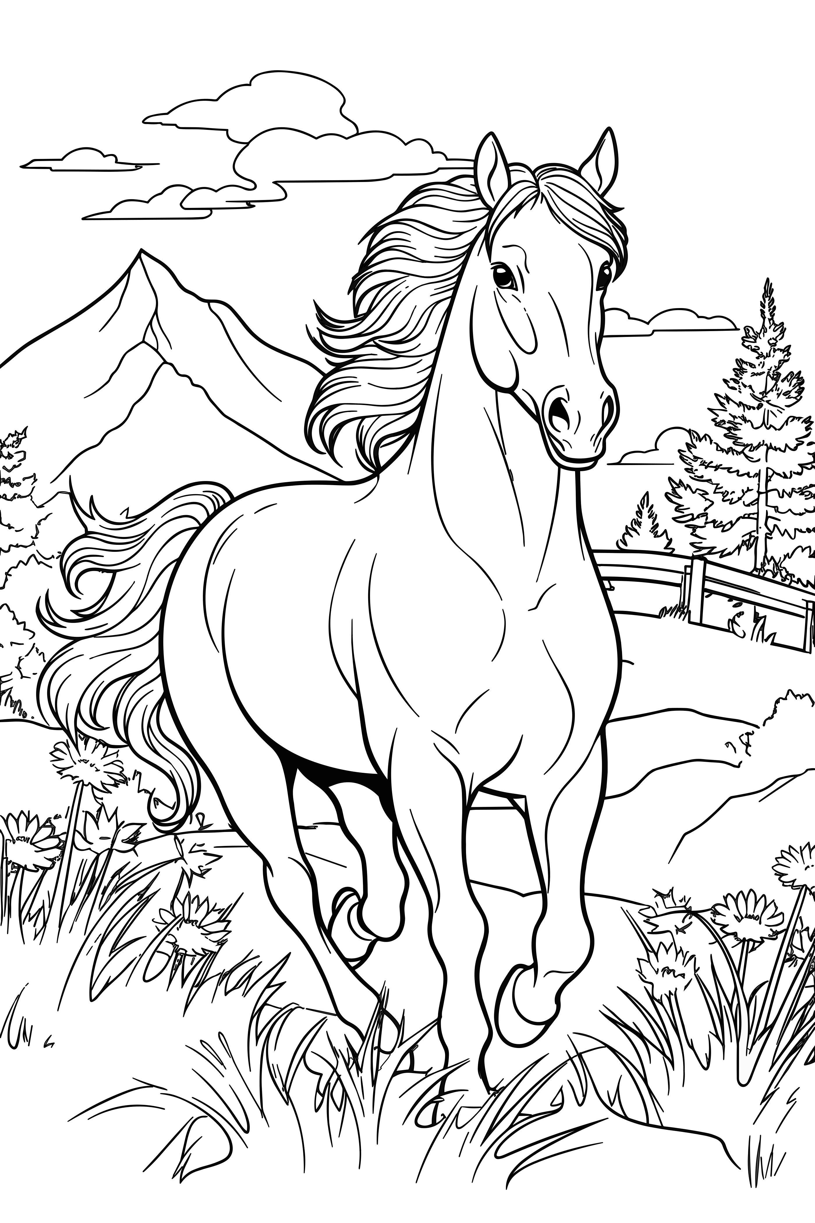 Pferde Kopf als kostenloses Ausmalbild für Kinder