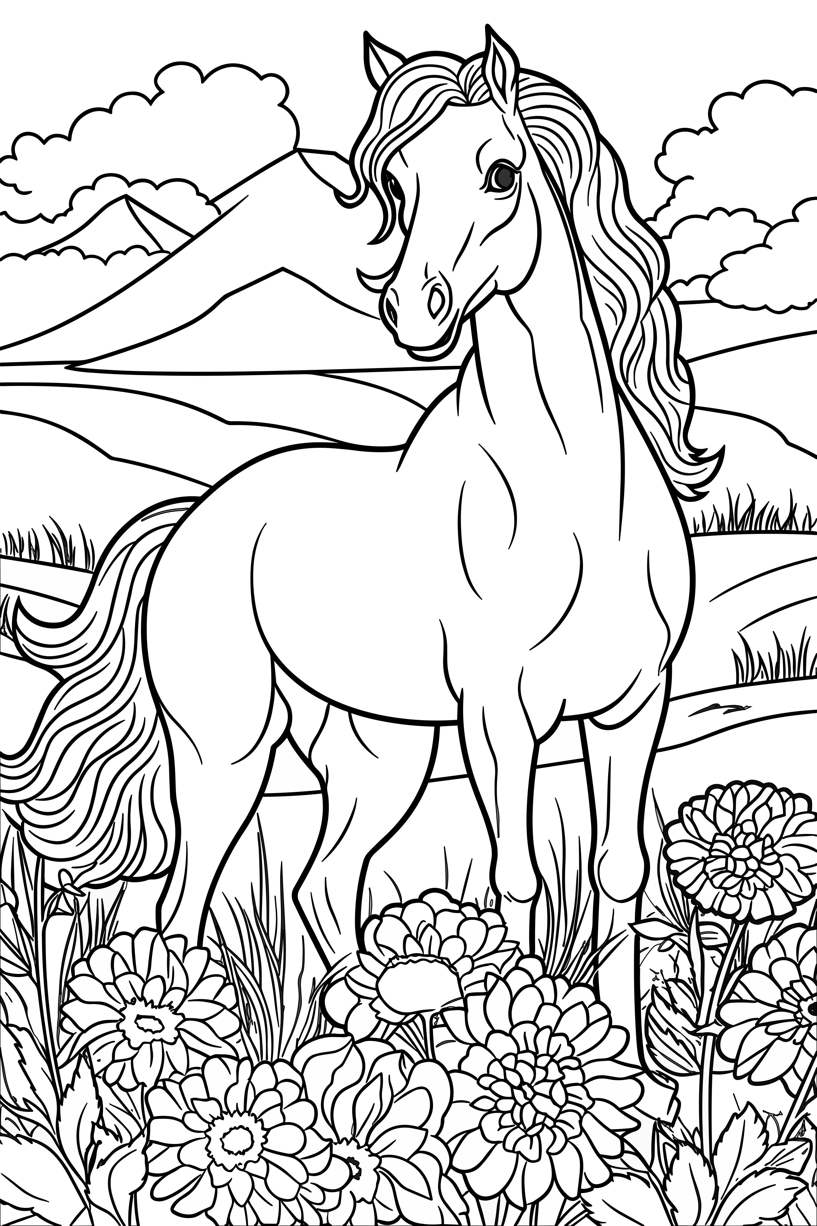 Springpferd als kostenloses Ausmalbild für Kinder