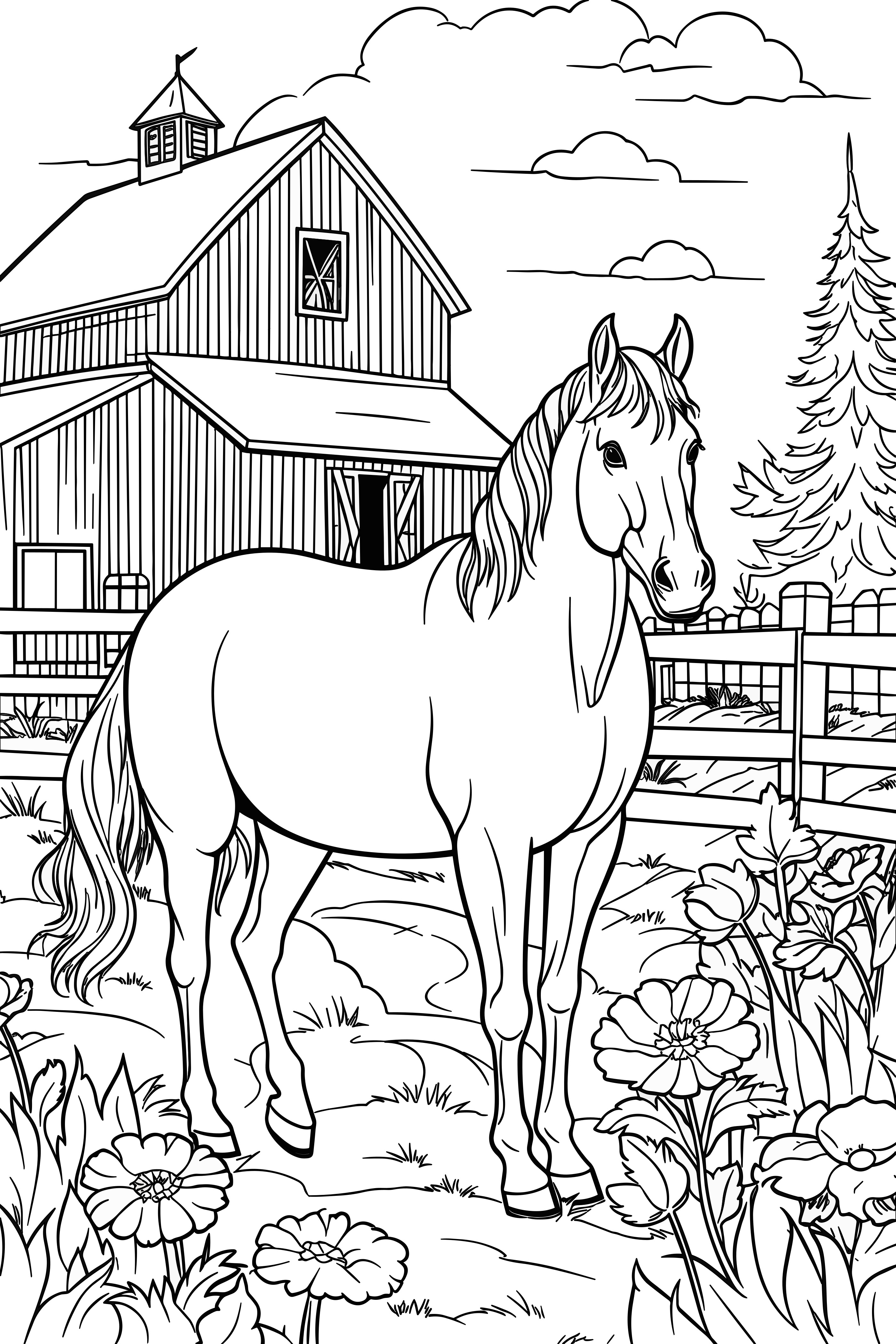 Freundliches Pony als kostenloses Ausmalbild für Kinder