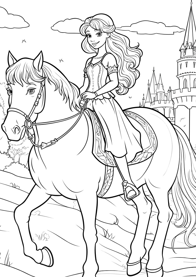 Prinzessin und Herz als kostenloses Ausmalbild für Kinder