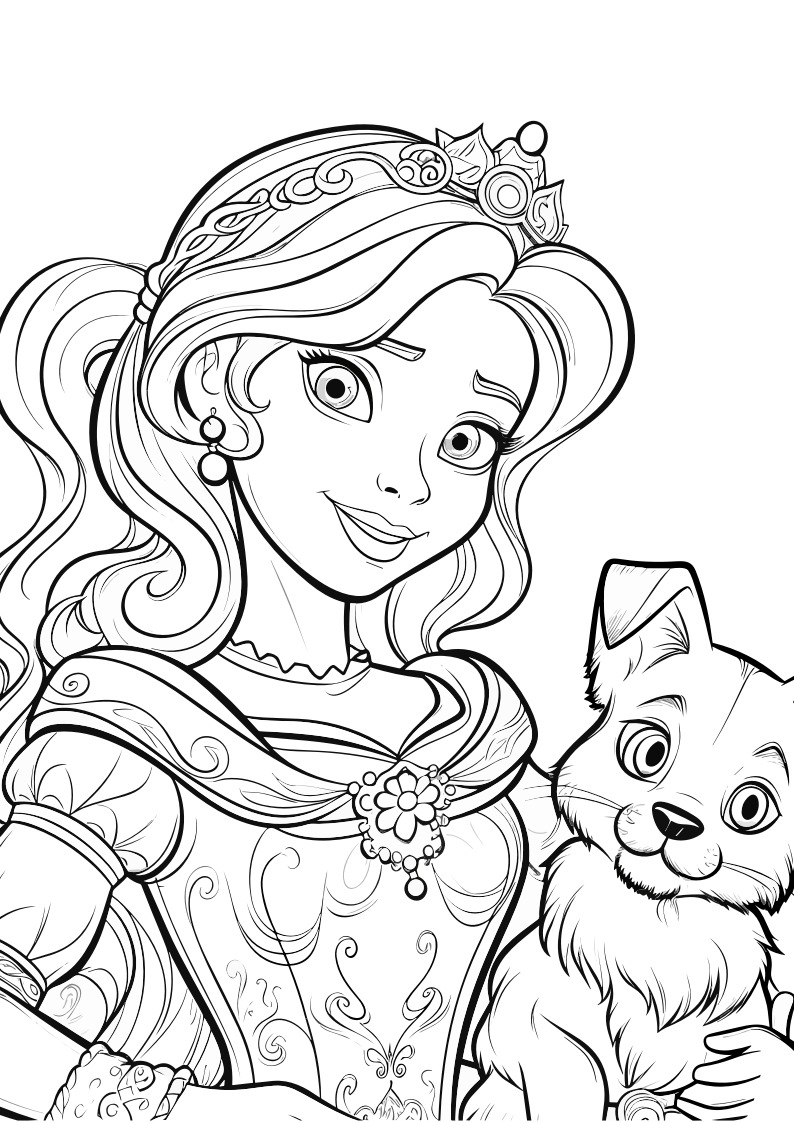 Prinzessin am Balkon als kostenloses Ausmalbild für Kinder