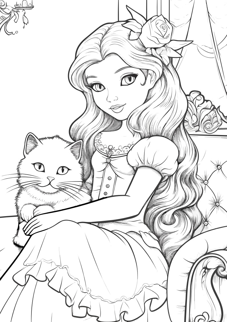 Mutige Prinzessin als kostenloses Ausmalbild für Kinder