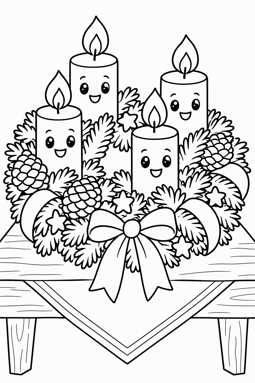Adventskranz als kostenloses Ausmalbild für Kinder