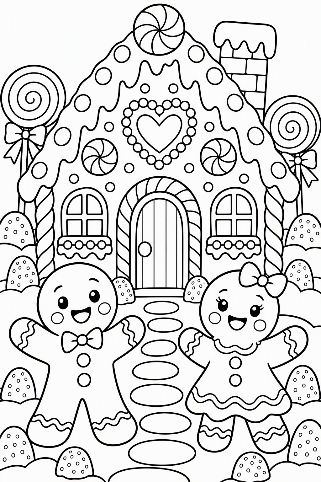 Lebkuchenhaus als kostenloses Ausmalbild für Kinder