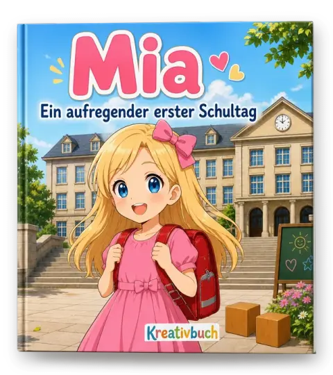 Hardcover-Kinderbuch zur Einschulung: „Mia – Ein aufregender erster Schultag“