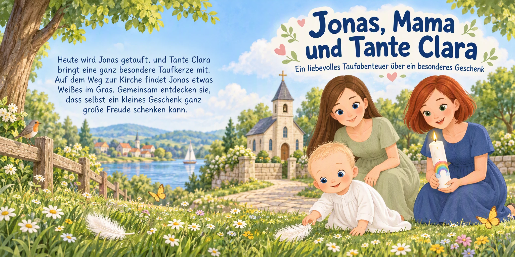 Buchcover von „Die kleine Feder für die Taufkerze“
